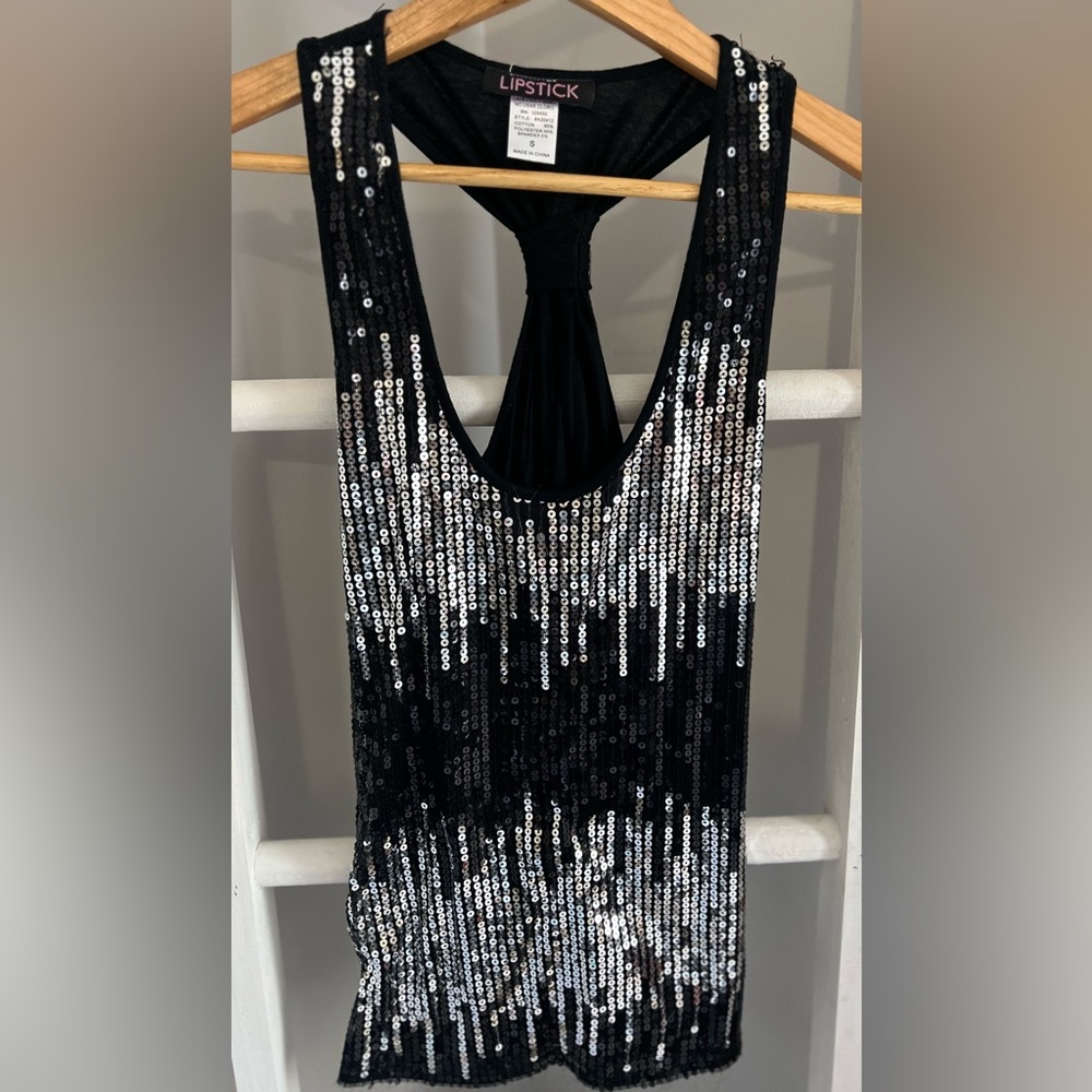 Lipstick Black/sequin tank top